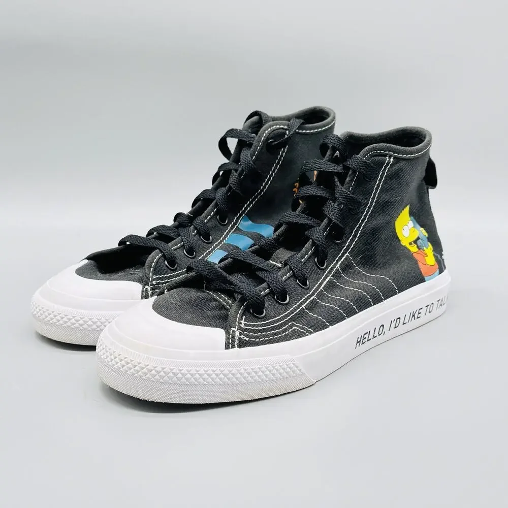 Adidas Nizza Shoes Mens 5 Simpsons Bart Moe Collection Black High Top Sneakers